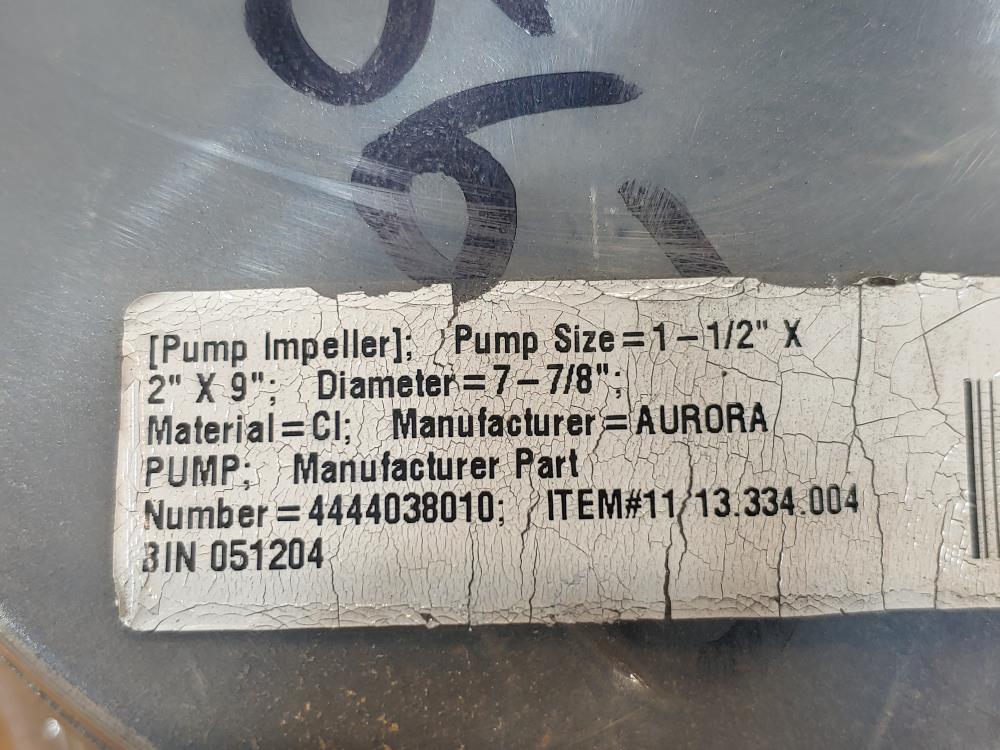 Aurora Pump Impeller 1-1/2""X2"X9" Diameter 7-7/8" 444-4038-010
