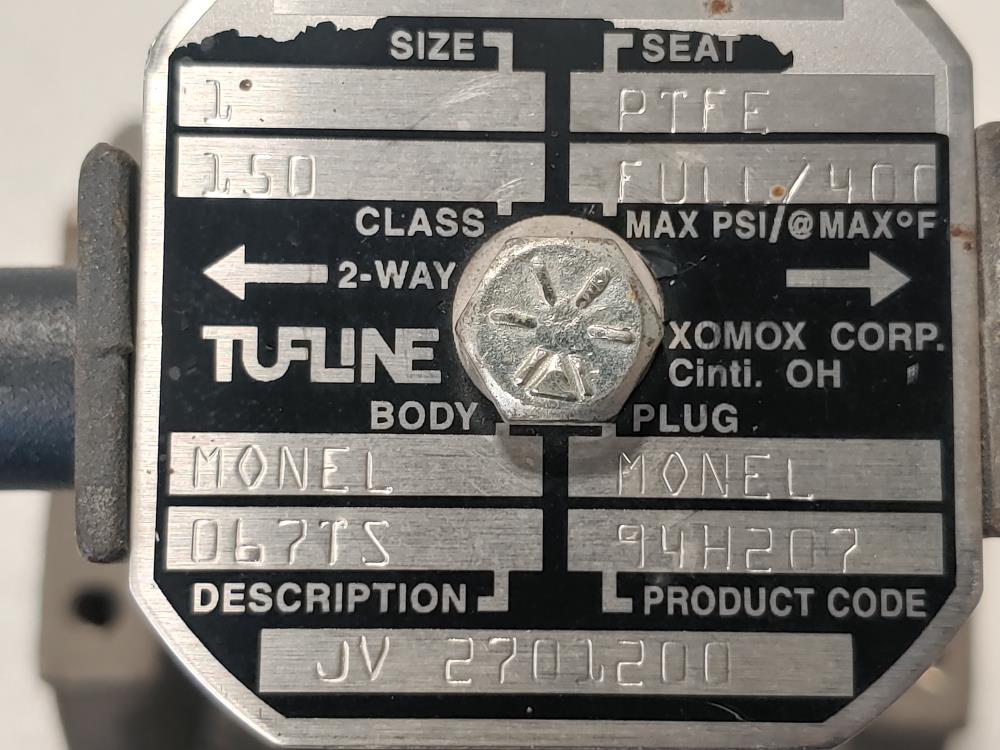 Tufline XOMOX  1” 150# WCB Hand Operated RF Monel Plug Valve 067TS