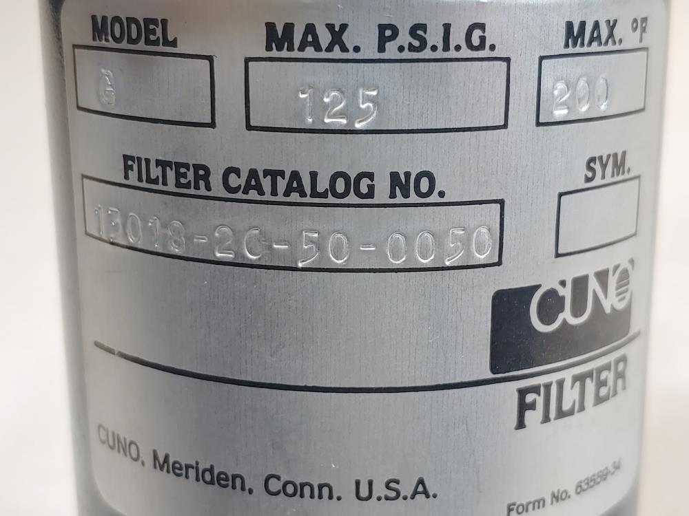 Cuno Model G 3/4" NPT Pneumatic Filter 125 PSIG (13018 26)