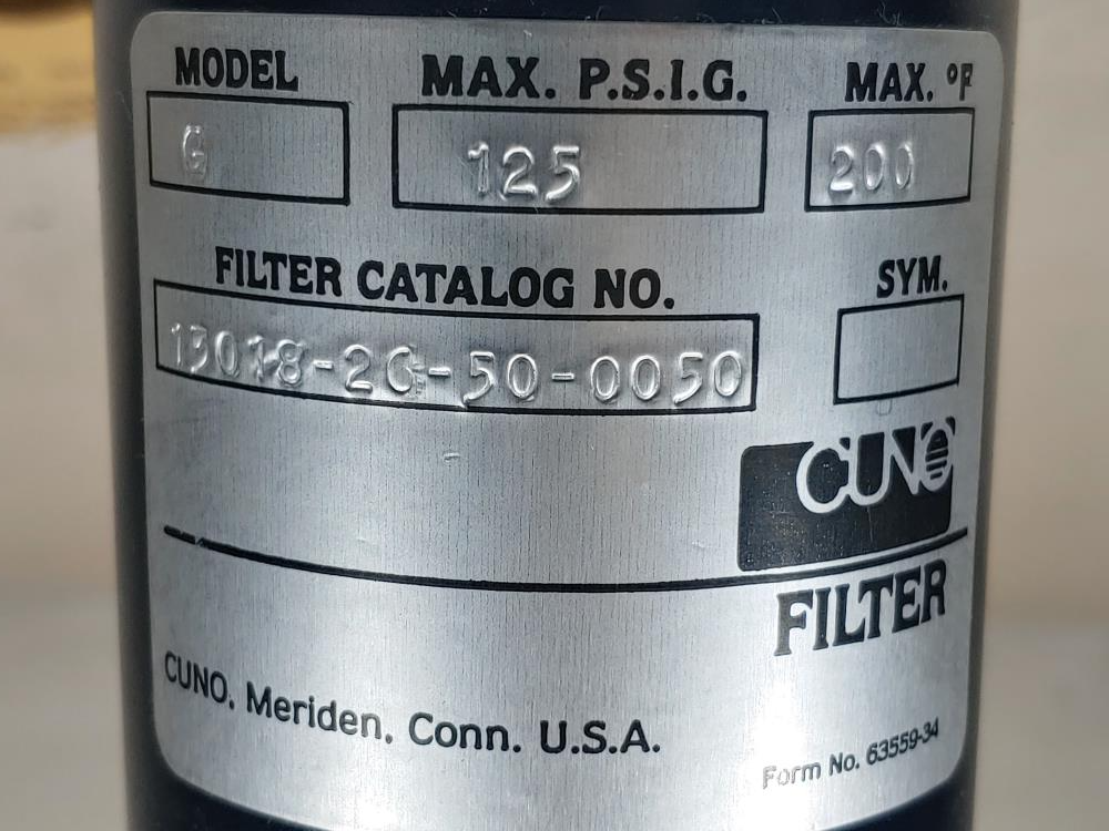 Cuno Model G 3/4" NPT Pneumatic Filter 125 PSIG (13018 26)