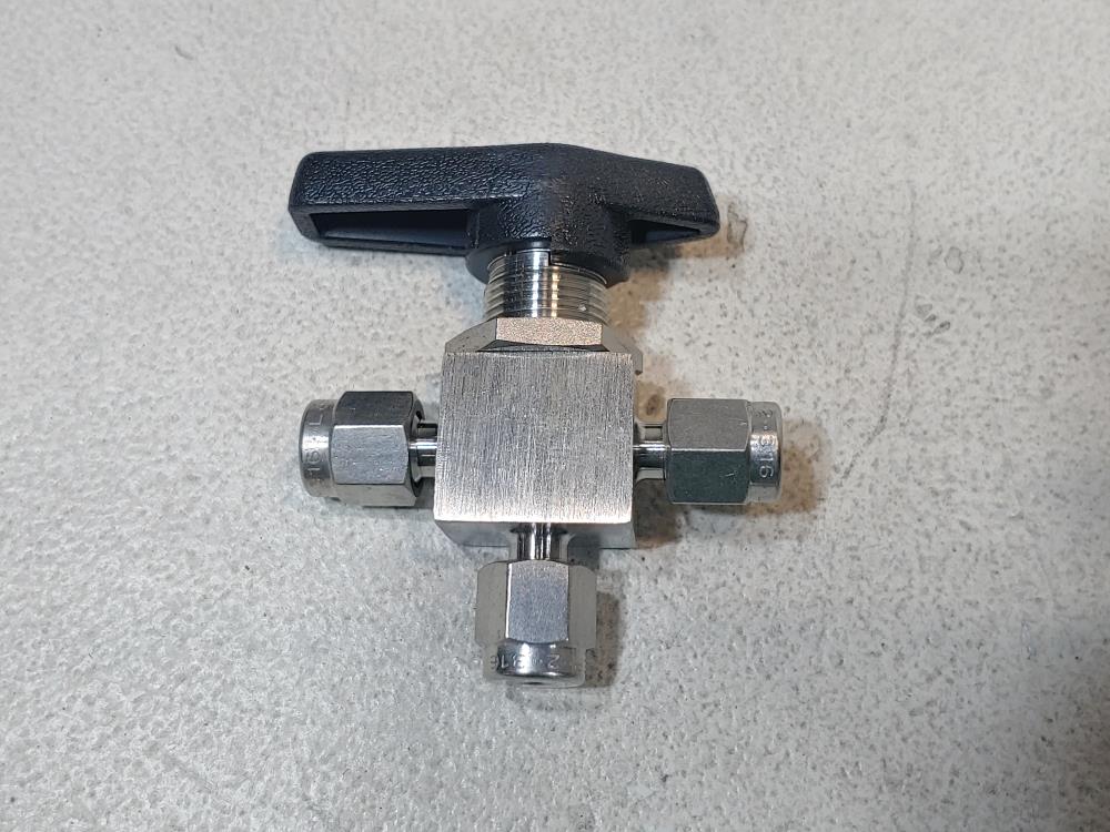 Parker 3-Way 1/8" Instrumentation Ball Valve 2A-MB2X-PFA-SSP