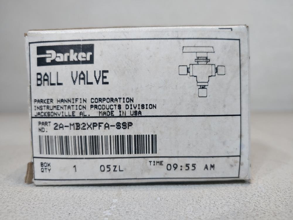 Parker 3-Way 1/8" Instrumentation Ball Valve 2A-MB2X-PFA-SSP