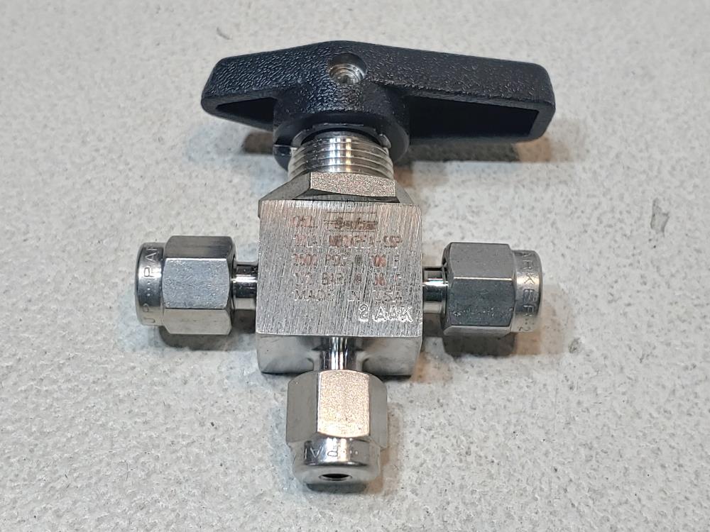 Parker 3-Way 1/8" Instrumentation Ball Valve 2A-MB2X-PFA-SSP