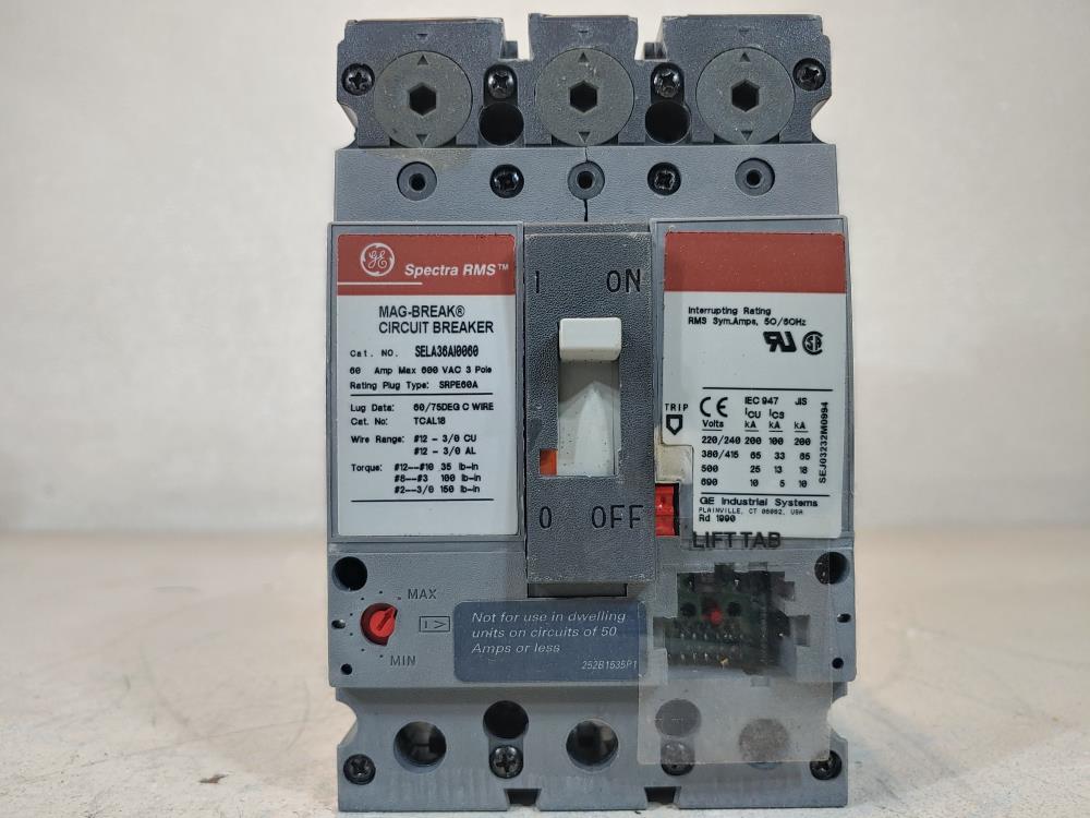 General Electric Spectra RMS Mag-Break Circuit Breaker SELA36A0060