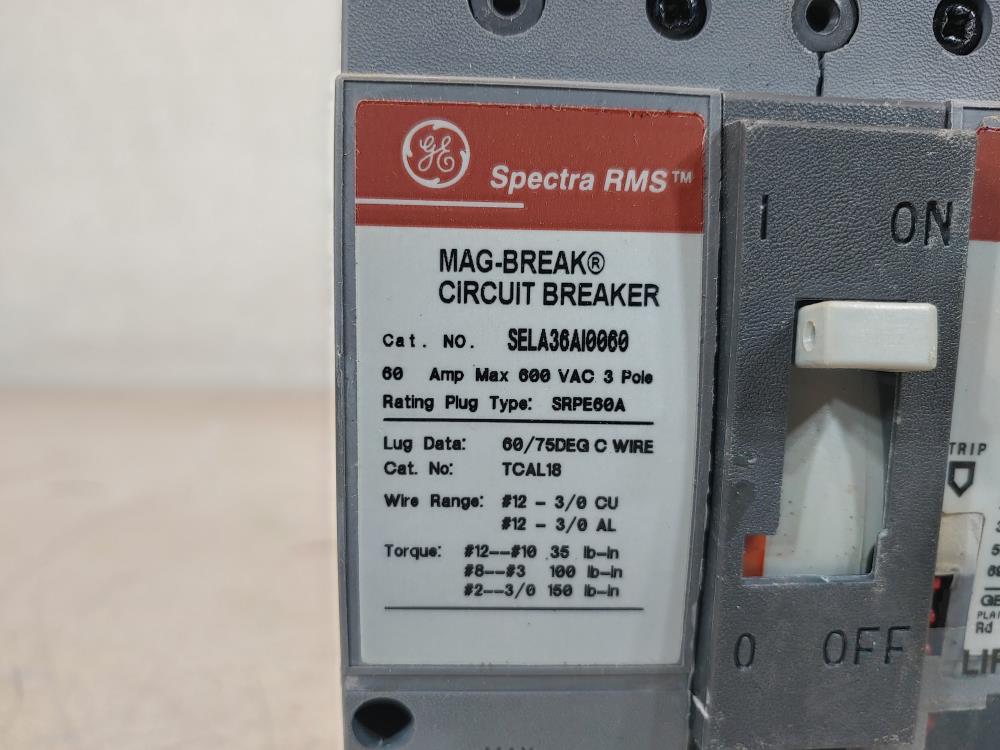 General Electric Spectra RMS Mag-Break Circuit Breaker SELA36A0060