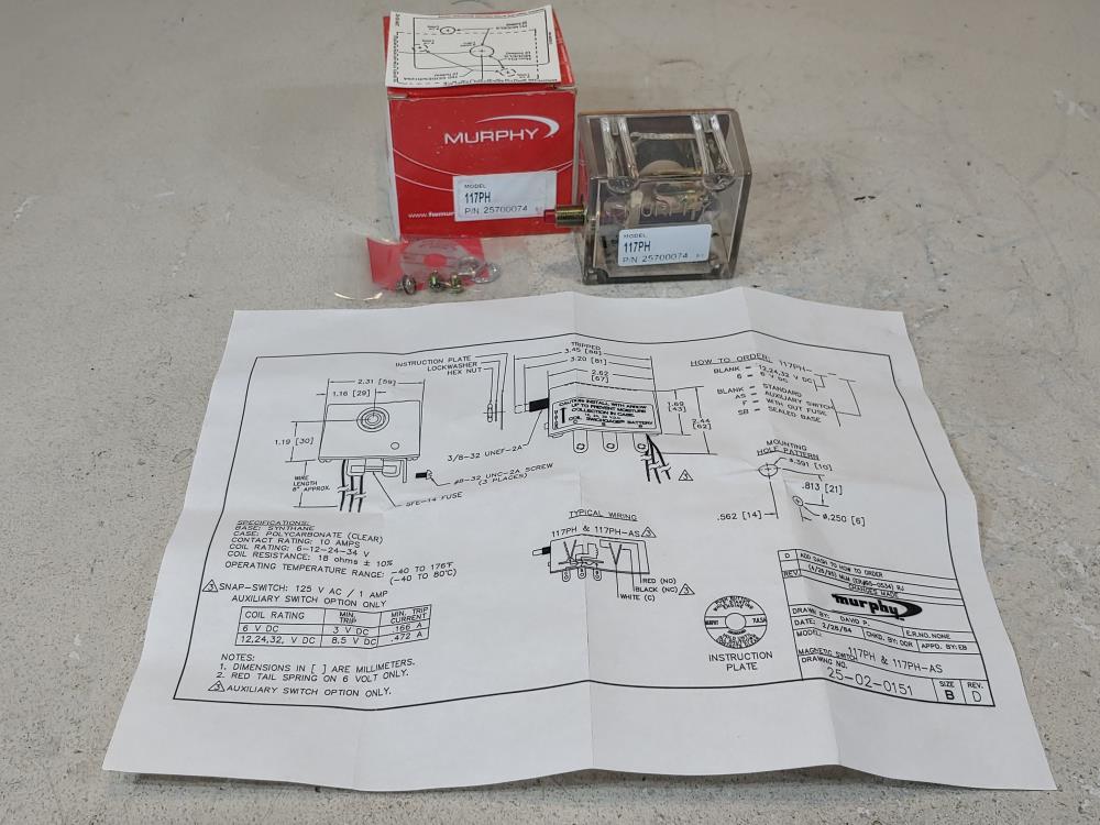 Lot of (2) Murphy 25700074 117PH Tattletale-Magnetic Switch