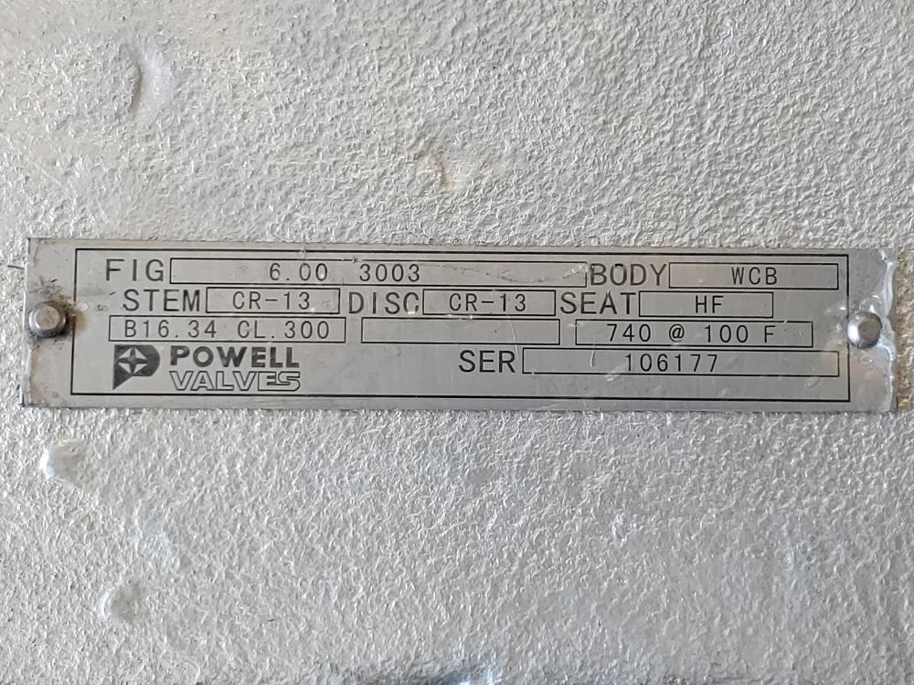 Powell 6" 300# WCB RF Gate Valve