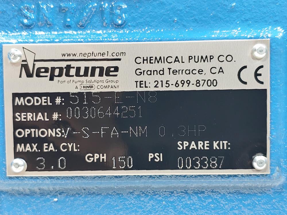 Neptune 3.0 GPH Hydraulic Metering Pump 515-E-N8 - NO MOTOR