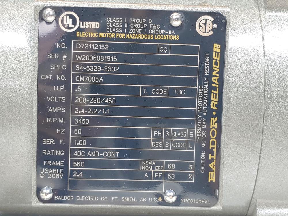 Baldor .5 Electric Motor D72112152 / CM7005A