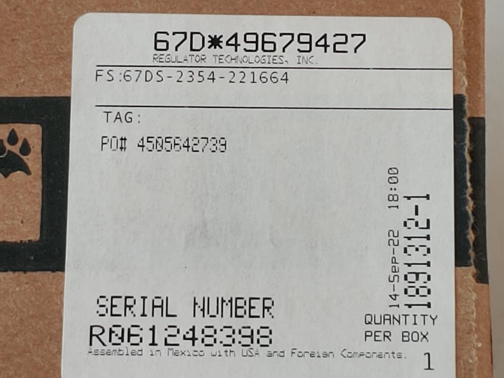 Fisher 67D Series Pressure Regulator Type 67DSR