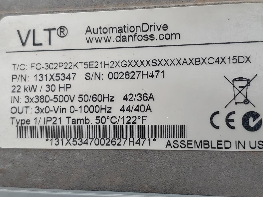 Danfoss VLT Automation Drive FC-302P22KT5E21H2XGXXXXSXXXXAXBXC4X15DX