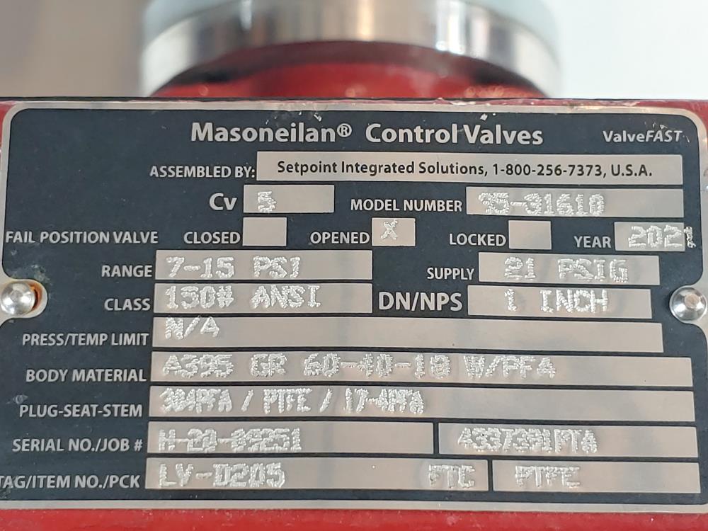 Masoneilan CV 5 Model# 35-31610 Control Valve 1" 150#