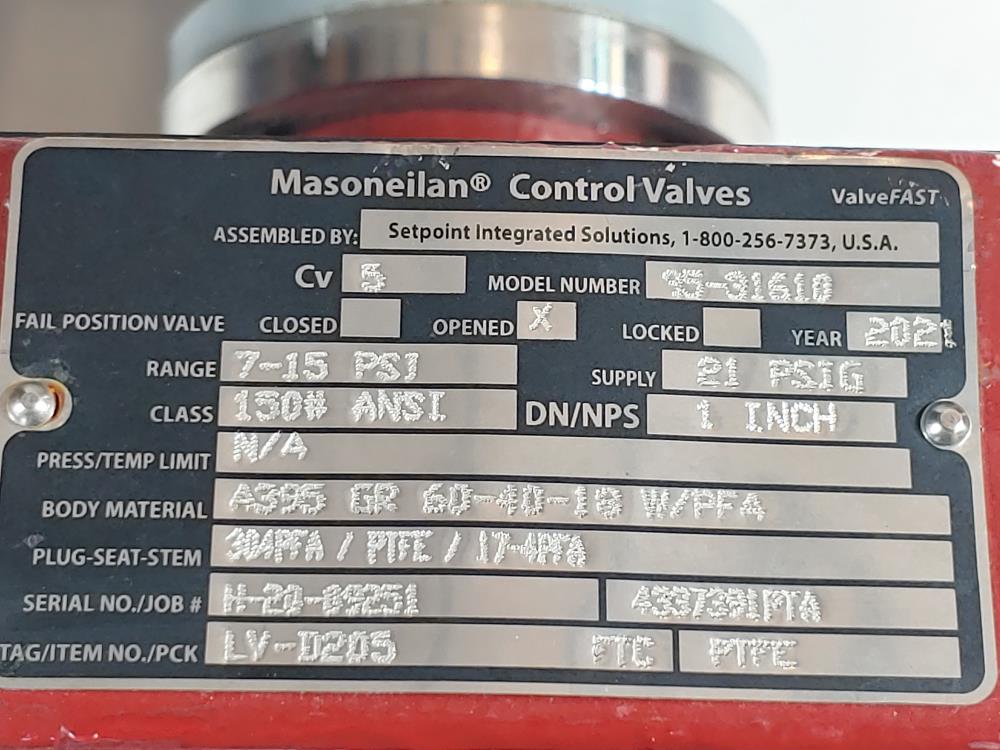Masoneilan CV 5 Model# 35-31610 Control Valve 1" 150#