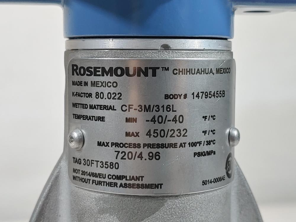 Rosemount 8800DF015SA3N1D1K5M5 Vortex Flow Meter