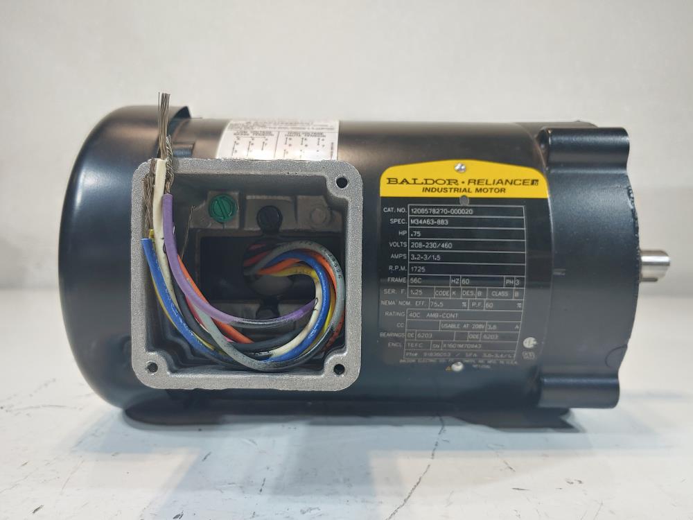 Baldor .75HP, 1725 RPM  Electric Motor, Spec: M34A63-883