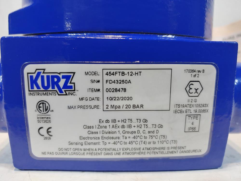 KURZ Flow Meter 454FTB-12-HT with Mass Flow Transmitter