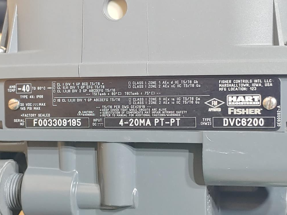 Fisher EZ 1" 300# Actuated Control Valve Type 667 w/ Fieldvue Positioner DVC6200