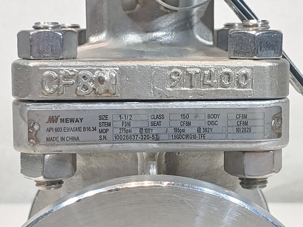 Neway 1-1/2" 150# CF8M Gate Valve 15GDC1RG10-TFE