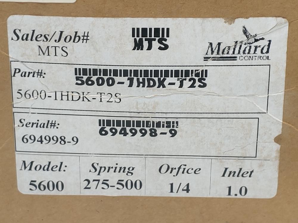 Mallard 5600 Regulator, Part#: 5600-1HDK-T2S
