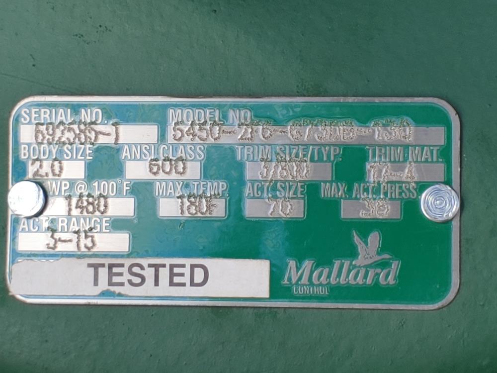 Mallard 2" 600# Control Valve Model: 5450-2F6-G73DB-13Q