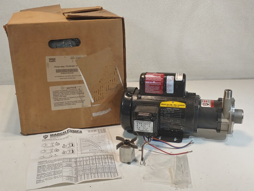March 1/2" x 1" Magnetic Drive Pump TE-5S-MD Stainless Steel W/ Baldor Motor