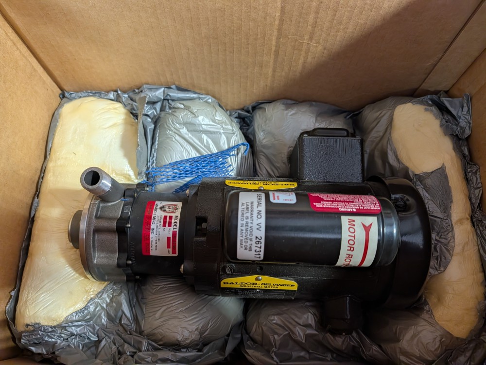 March 1/2" x 1" Magnetic Drive Pump TE-5S-MD w/ Baldor Motor *NO IMPELLER*