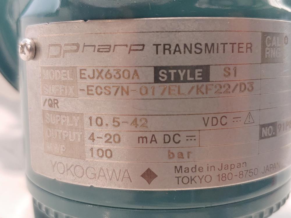 YOKOGAWA  S1 DP Harp Transmitter Model: EJX630A w/ Manifold