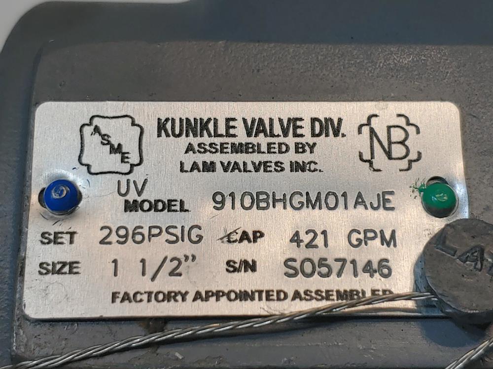 Kunkle 1-1/2" Relief Valve Model: 910BHGM01AJE