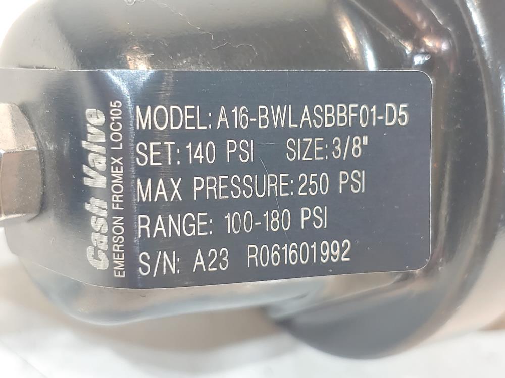 Cash Valve Pressure Regulator: A16