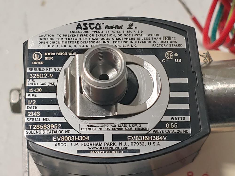 Asco Red-Hat Solenoid Valve EV8003H304 / EV8316H384V