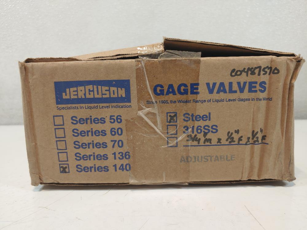 Jerguson 3/4"M X1/2" F X 1/2" F Gagecock Valve, Series 140 (set of 2)