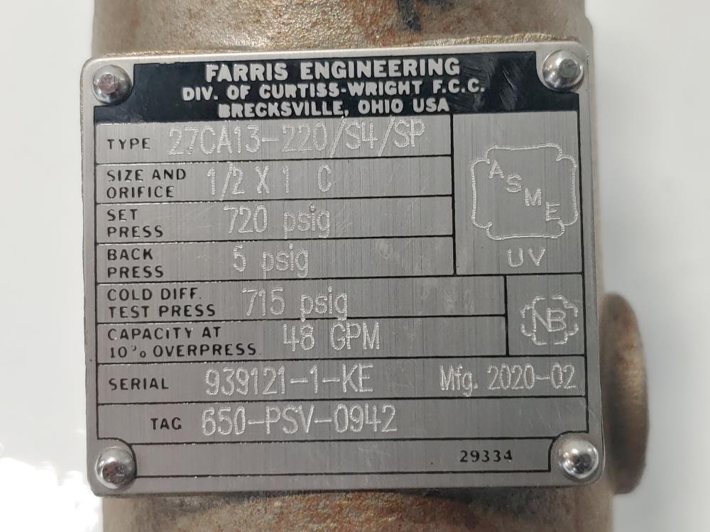 Farris 27CA13-220/S4/SP Pressure Relief Valve 