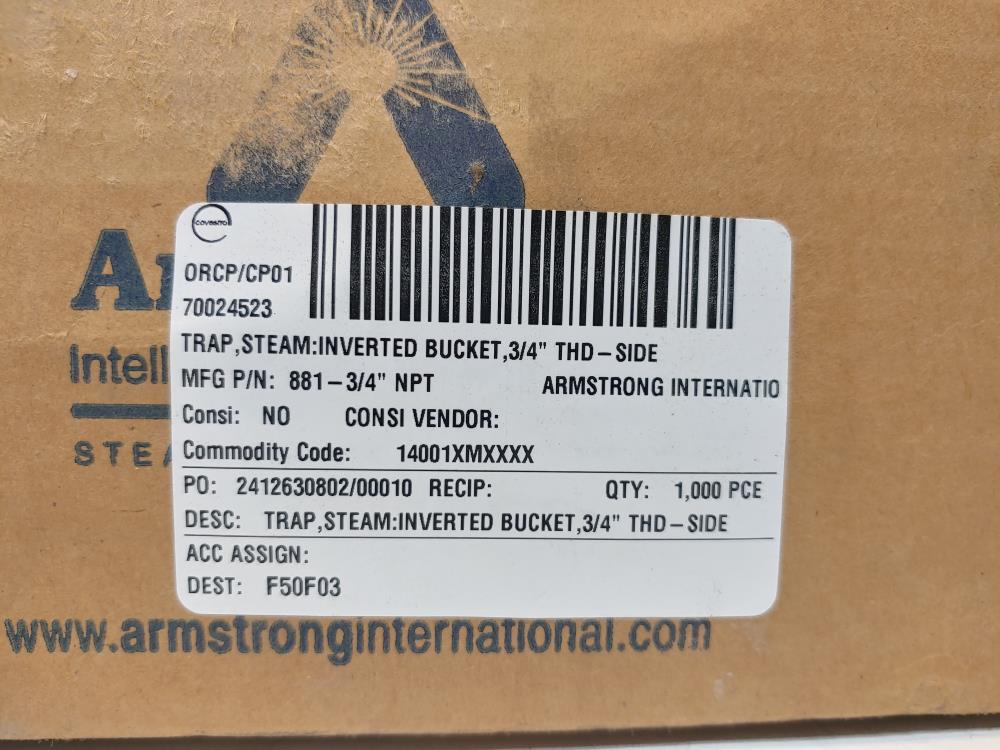 Armstrong Inverted Bucket Steam Trap Model: 881-3/4" NPT, C5297-57