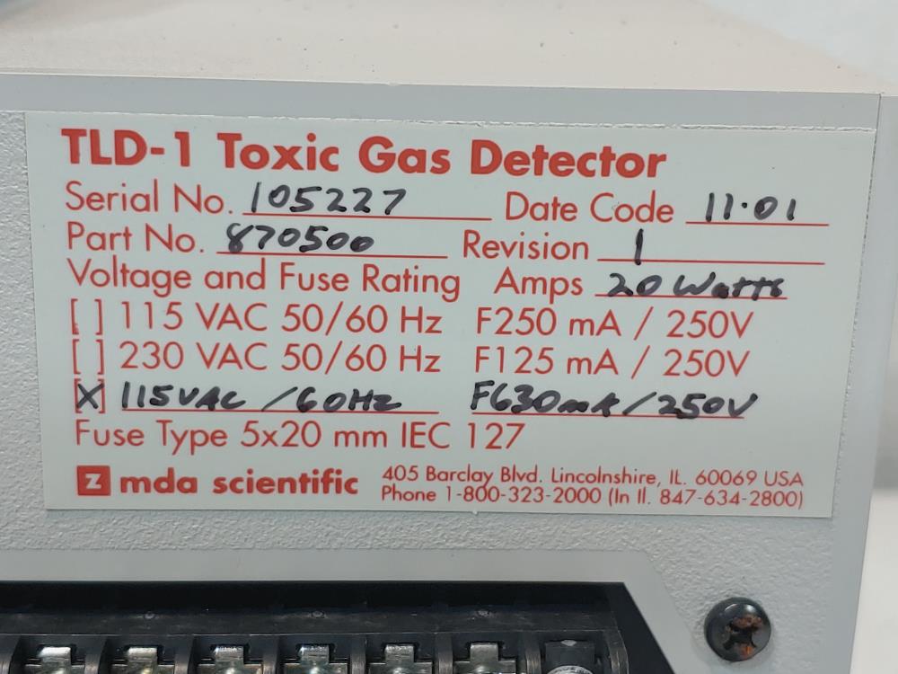 MDA Scientific TLD-1 Toxic Gas Detector 870500