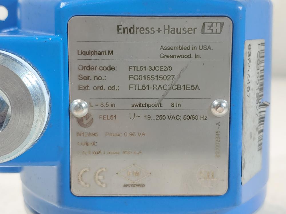 Endress Hauser Liquiphant M Point Level Limit Switch FTL51-RAC2CB1E5A (8.5")