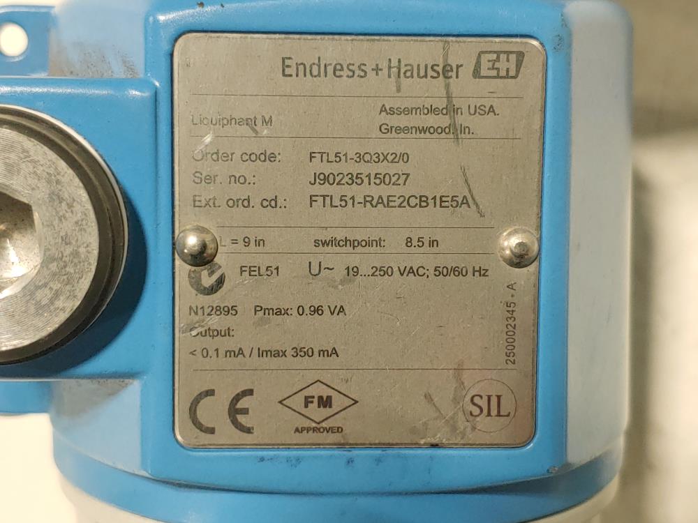 Endress Hauser Liquiphant M Point Level Limit Switch FTL51-RAE2CB1E5A (9")