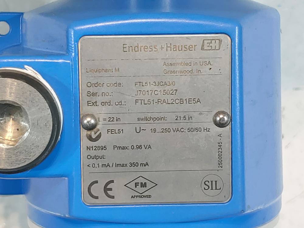 Endress Hauser Liquiphant M Point Level Limit Switch FTL51-RAL2CB1E5A (22")