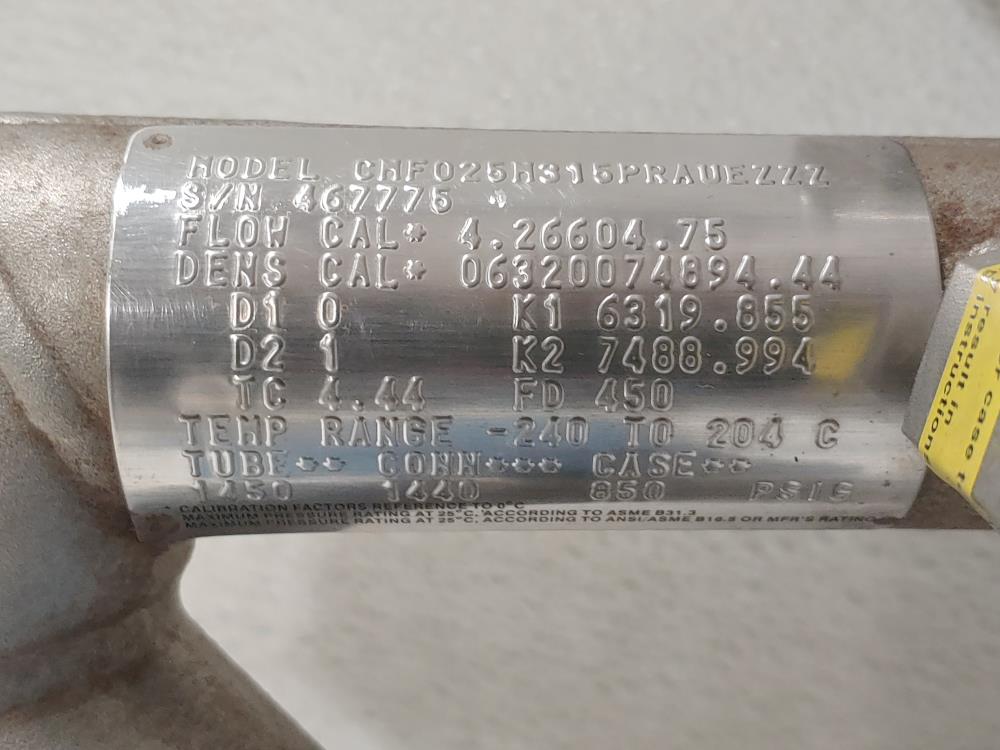 Micro Motion Elite Mass Flowmeter 1/2" 600# 