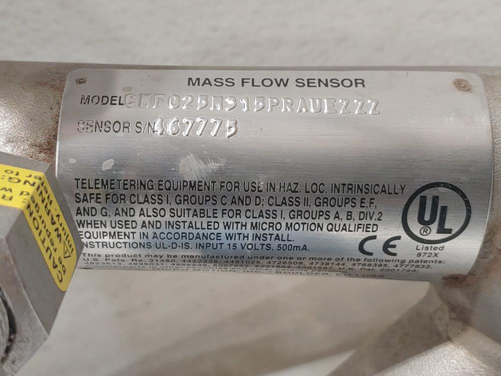 Micro Motion Elite Mass Flowmeter 1/2" 600# 