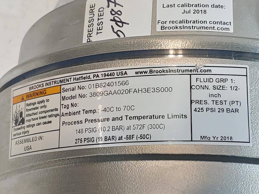 Brooks 1/2" 150# 3809G Series Metal Tube Variable Area Flowmeter