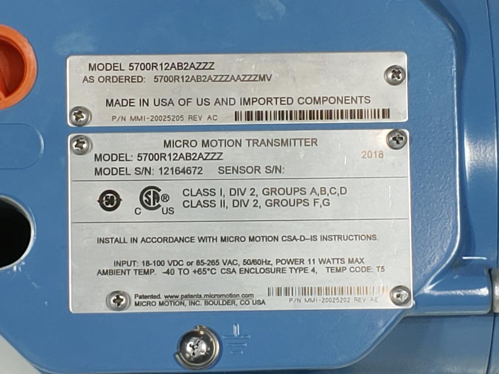 Micro Motion CMFS100 Elite Coriolis Flow Meter w/ 800 Enhanced Core Processor