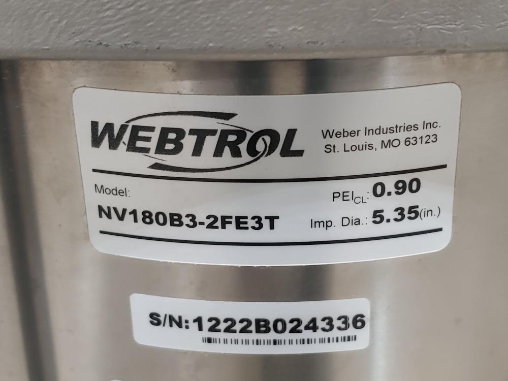 Webtrol NV180B3-2FE3T NV Series Vertical Booster Pump w/Baldor Motor 
