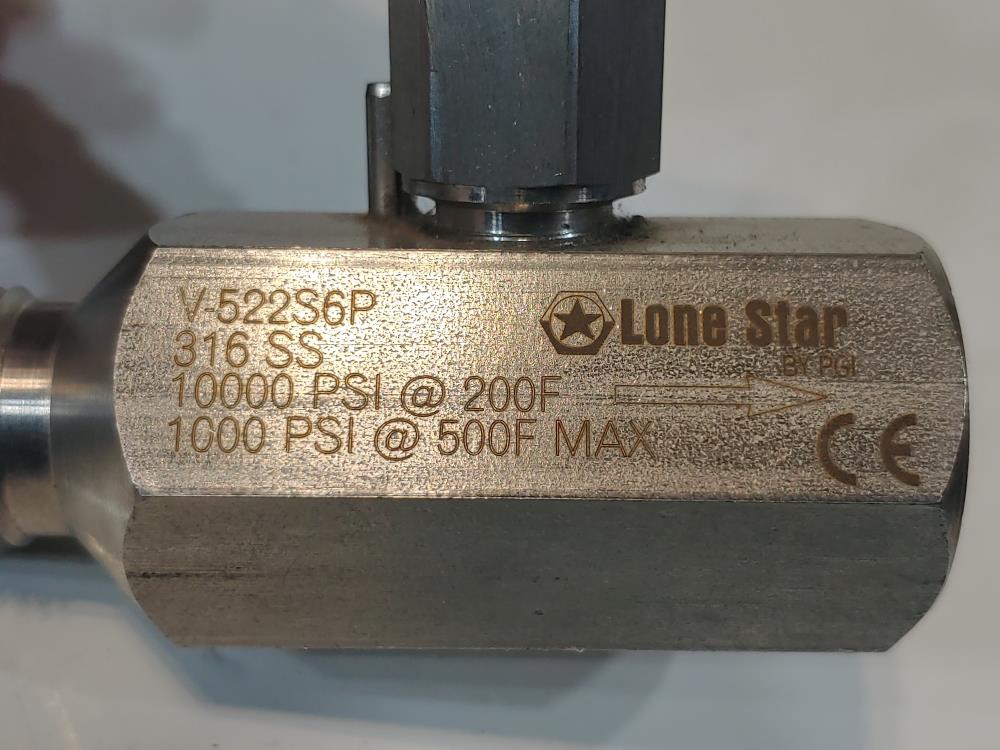 Lone Star by PGI 1/2" Needle Valve 316SS 10000 PSI V-522S6P