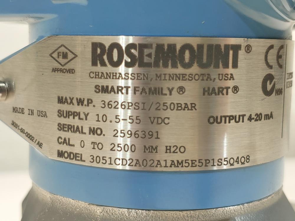 Rosemount 3051 Smart Family Hart Transmitter w/Manifold 3051CD2A02A1AM5E5P1S5Q