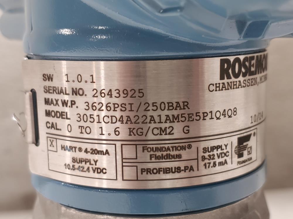 Rosemount 3051 HART Pressure Transmitter 3051CD4A22A1AM5E5P1Q4Q8