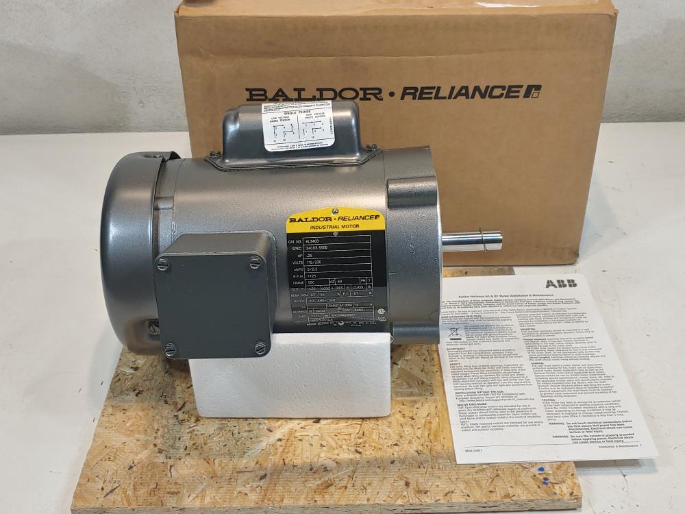 Baldor Reliance Electric Motor 1/4 HP, 115/230V, 1725RPM, 1PH, KL3403