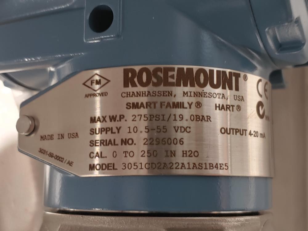 Rosemount 3051 Smart Family Hart Pressure Transmitter 3051CD2A22A1AS1B4E5