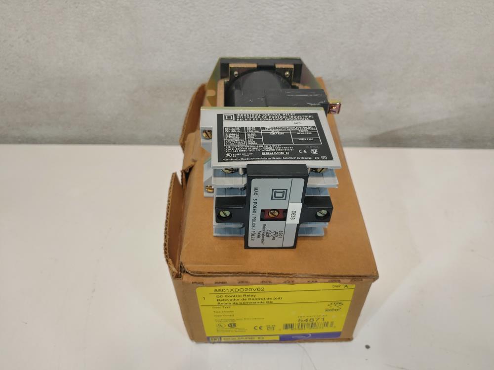 Square D DC Control Relay Series A Type X Model#: 8501XD020V62