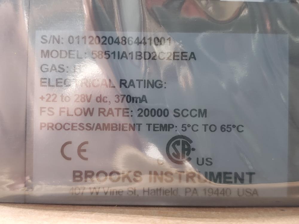 Brooks 5851IA1BD2C2EEA Mass Flow Controller 20000 SCCM