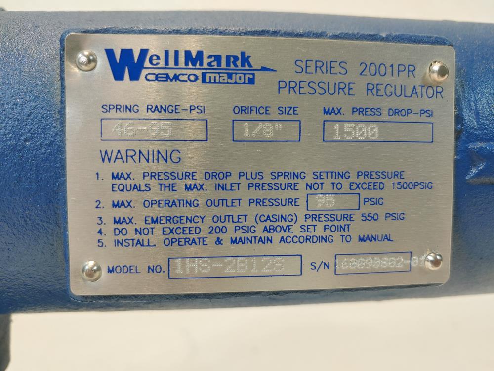 Wellmark Series 2001PR Pressure Regulator 1HS-2B12S